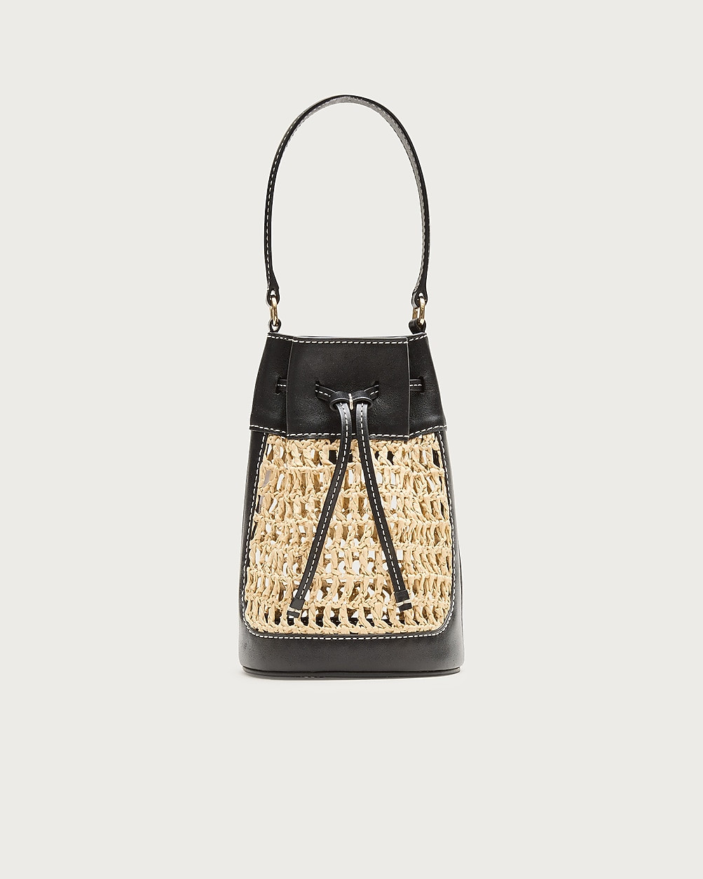 Drawstring bag in straw and leather | J. Crew US