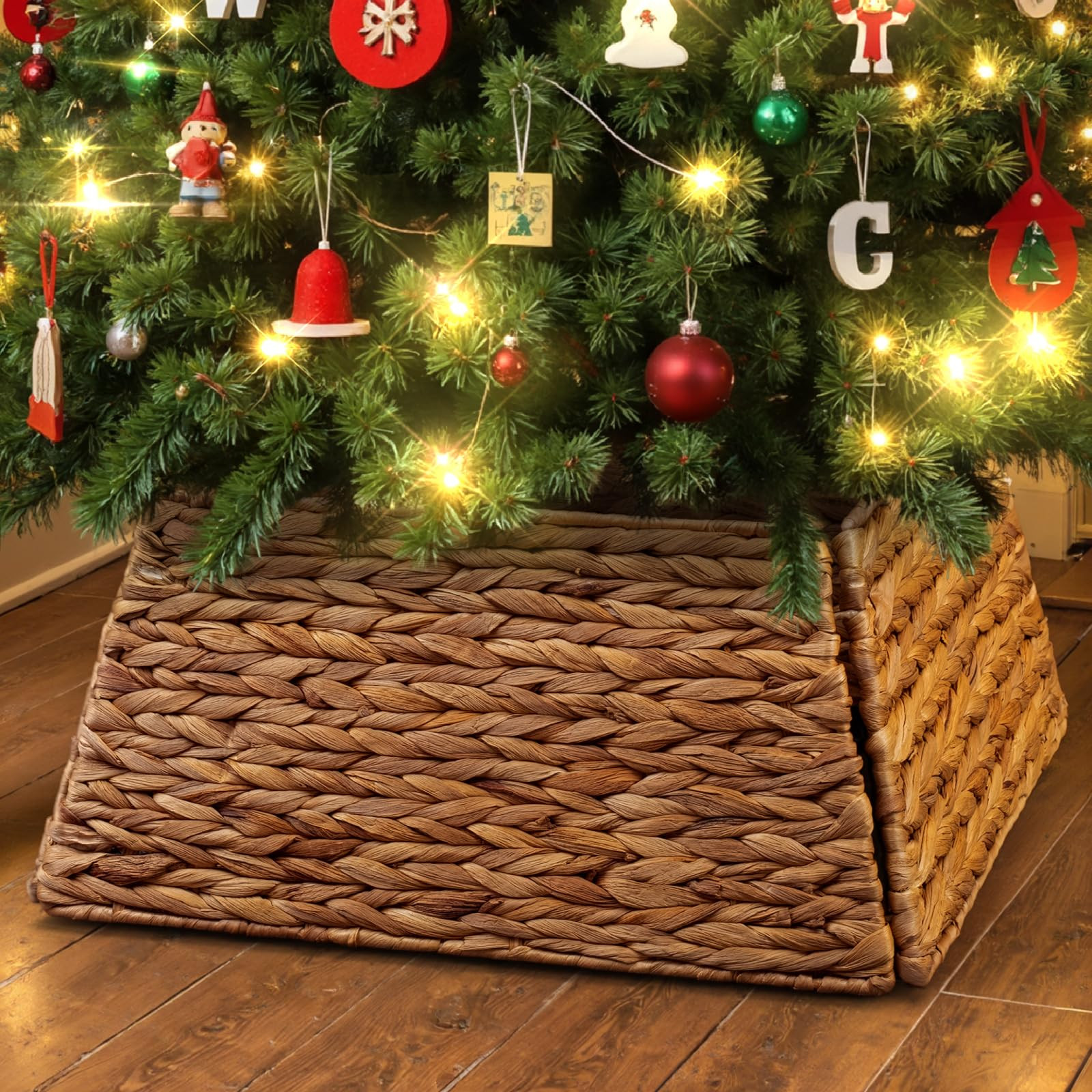 Lanpn Natural Rattan Christmas Tree Collar 43cm, Decorative Wicker Woven Tree Skirt Basket Stand ... | Amazon (CA)