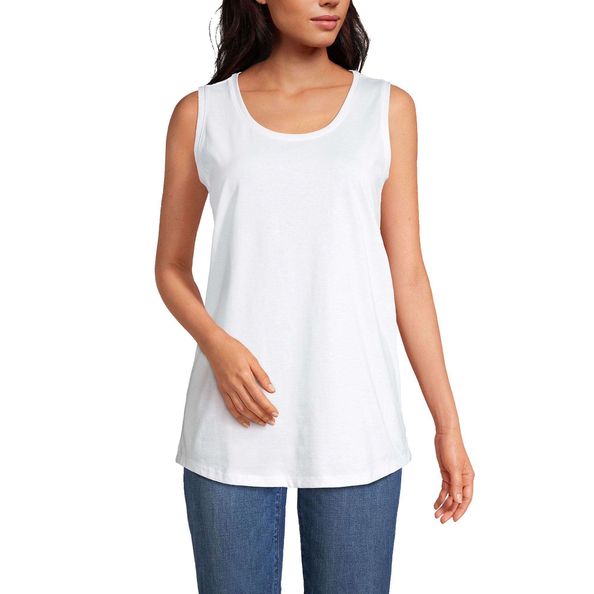 Women's Tall Supima Cotton Scoop Neck Tunic Tank Top | Lands' End (US)