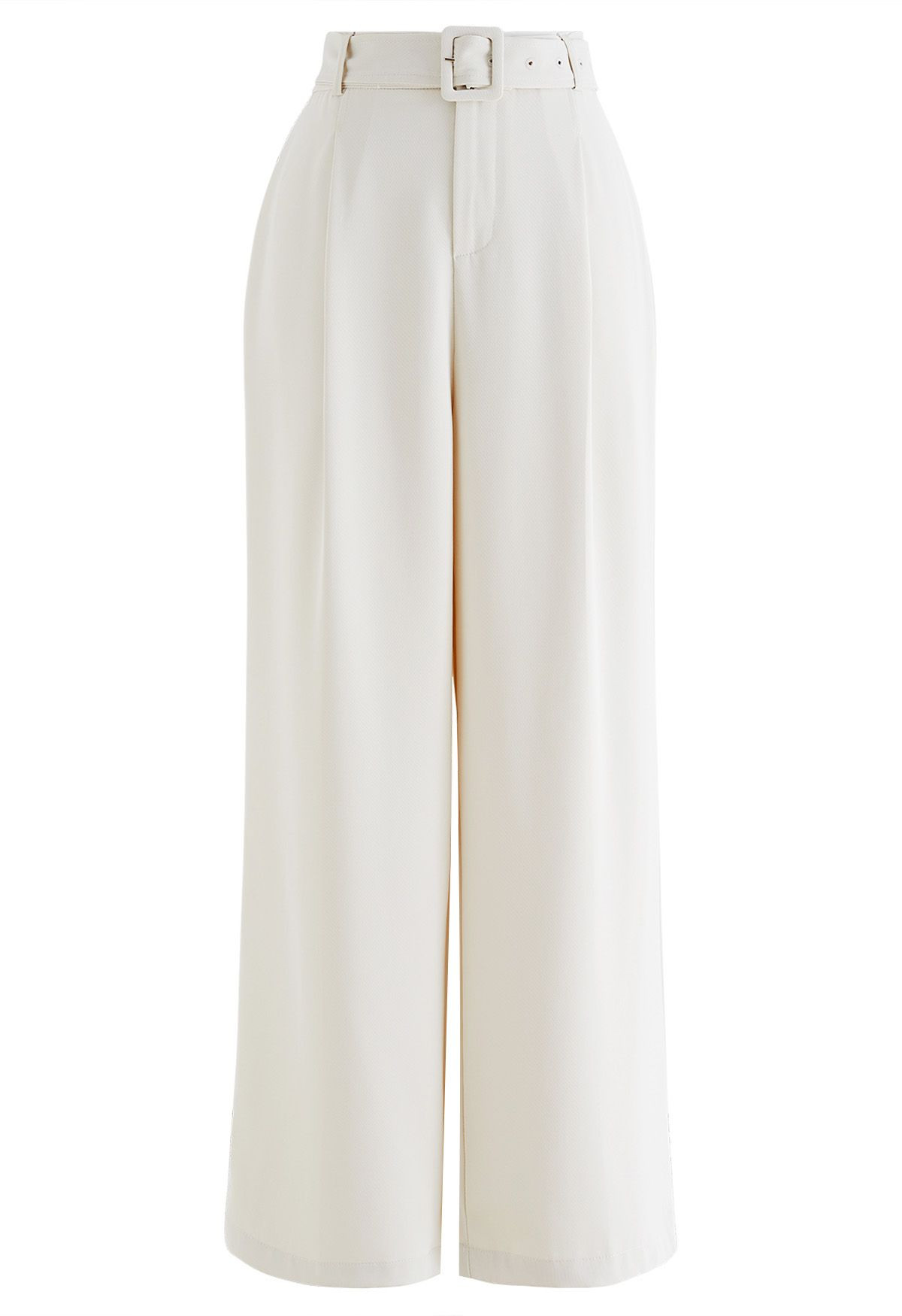 Sleek Belted Straight-Leg Pants in Ivory | Chicwish