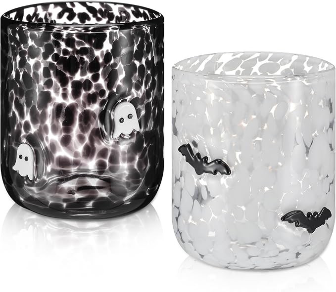 2 Pcs Icon Glass Cups - 16 oz Cute Icon Juice Glass Double Old Fashioned Hand Blown Drinking Cups... | Amazon (US)