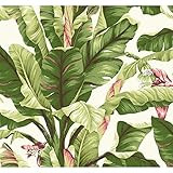York Wallcoverings Tropics Banana Leaf Removable Wallpaper, White, Light Yellow Dark Green, Brown | Amazon (US)