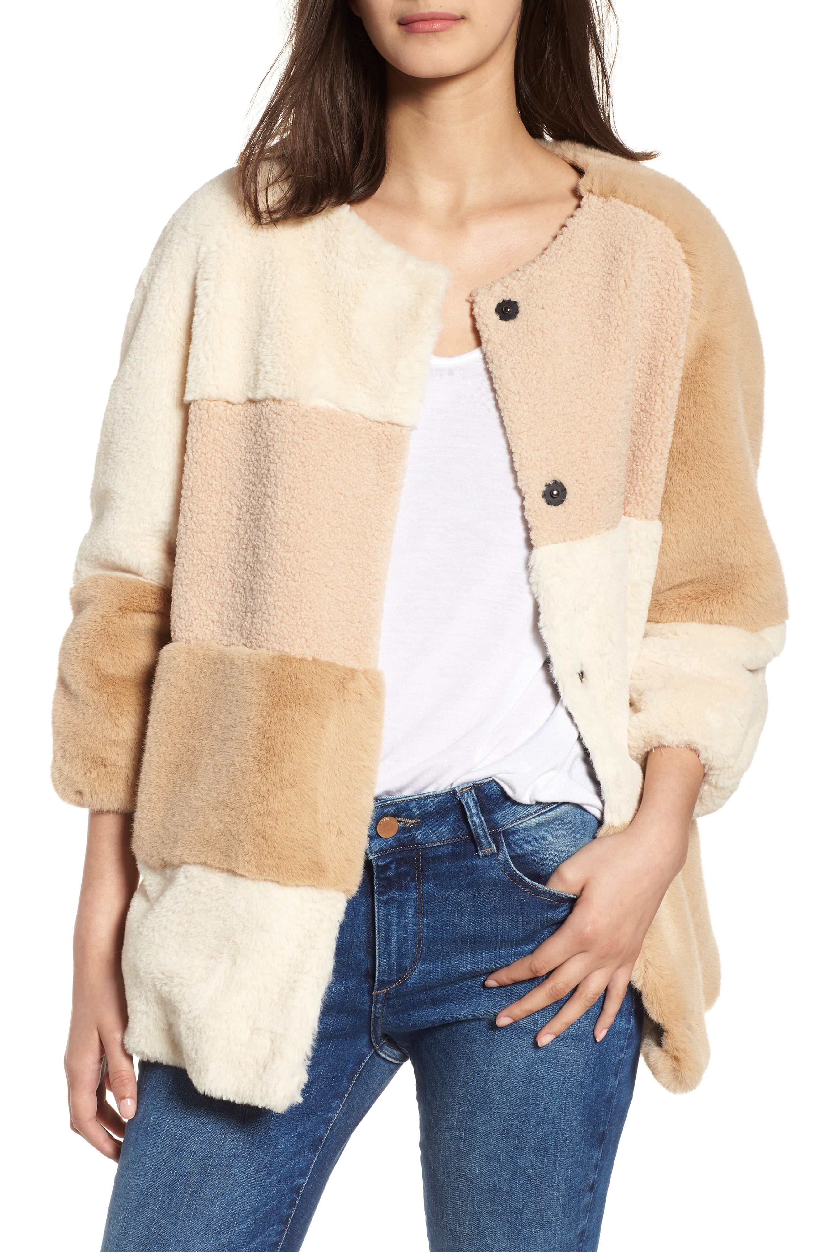BCBGeneration Patchwork Faux Fur Jacket | Nordstrom