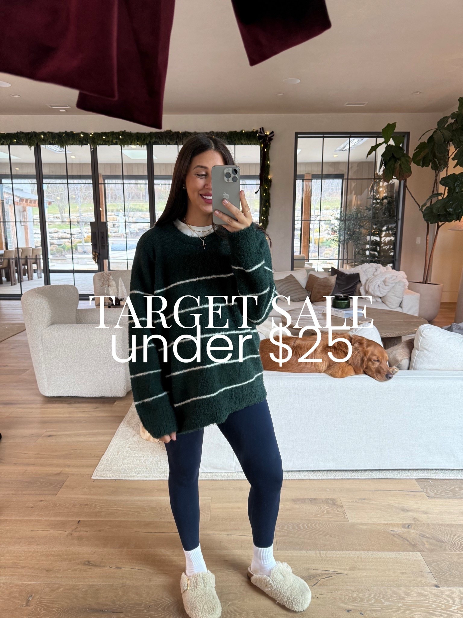 Target striped sweater outfit idea✨🫶🏽 

sweater: medium 
leggings: medium 

Target, target sweater, Amazon, Amazon style, Amazon fashion, leggings, house shoes, slippers, casual style, Nashville, mom of 3, bump friendly, Dede Raad, dress up buttercup

#LTKSaleAlert #LTKootd #LTKFindsUnder50