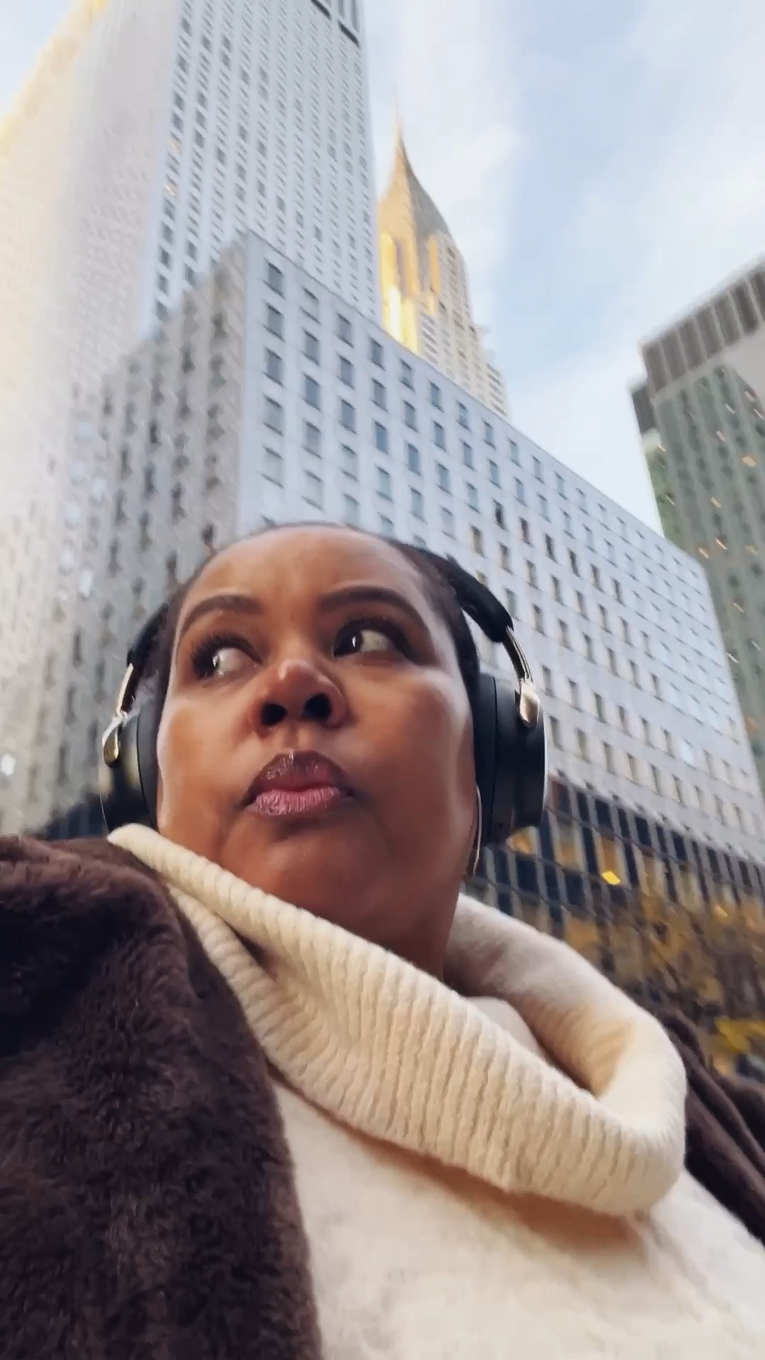 Comfort is key and warmth runs a close second. Wearing long line faux fur coat, wide leg Ponte pants by Universal Standard, cowl neck sweater, and leather loafers. Can't forget my Bose noise canceling headphones because New York is LOUD 😂 

#ltkseasonal #ltkootd #ltkvlog 

#LTKOver40 #LTKMidsize #LTKdayinmylife