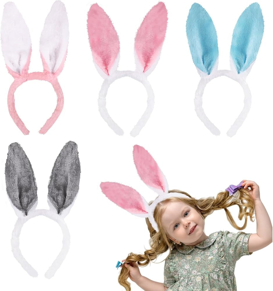 CCINEE 12pcs Easter Bunny Ears Headbands, Plush Rabbit Ear Hairbands for Kid's Easter Treat Gifts... | Amazon (US)