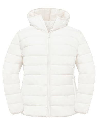 wantdo Women's Puffer Jacket Lightweight Warm Quilted Puffy Winter Coats White 1X | Amazon (US)