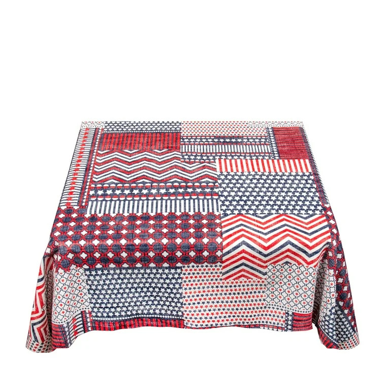 "Patriotic Patchwork" 52"x52" vinyl flannel backed tablecloth | Walmart (US)