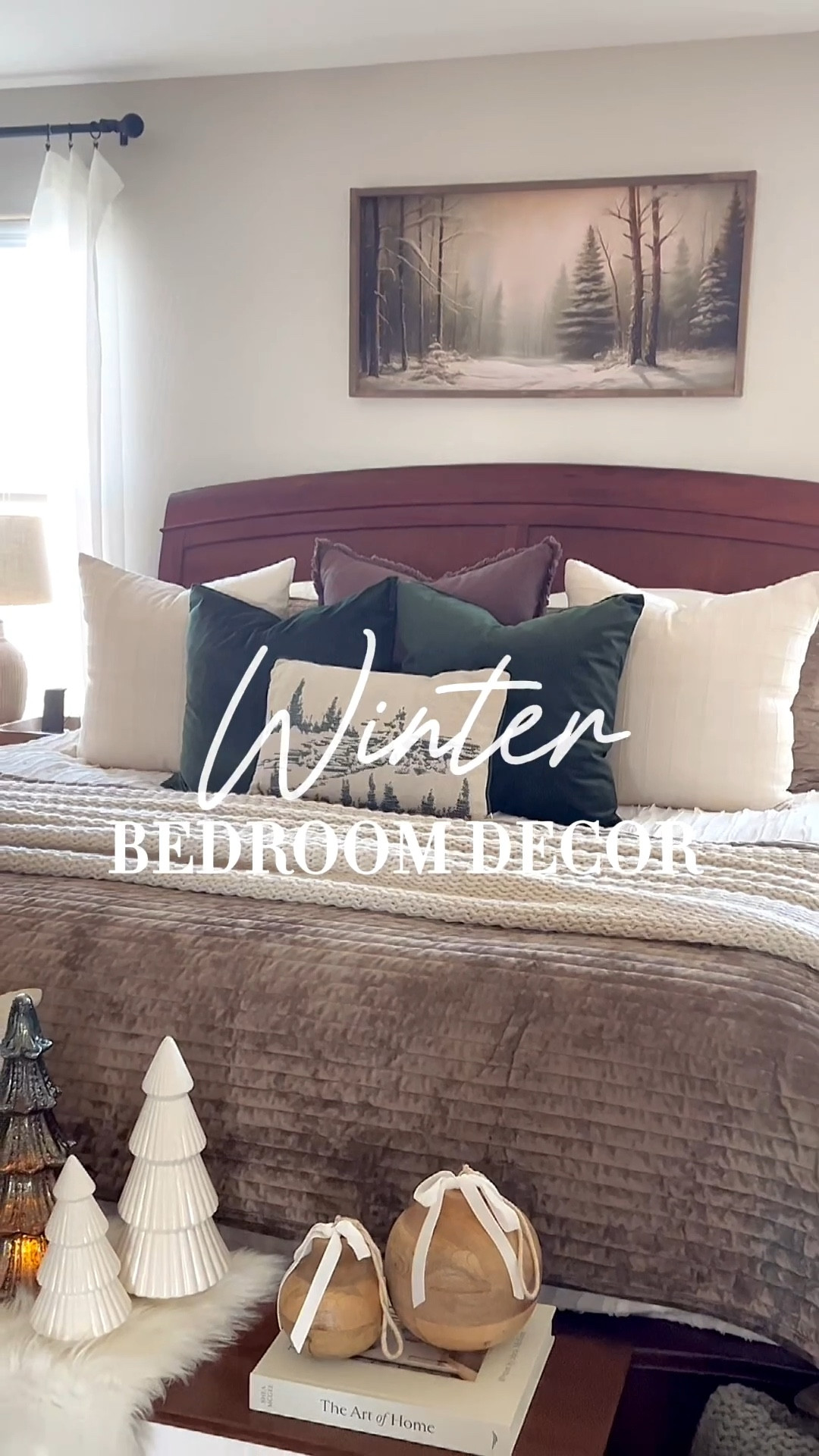 Winter bedroom decor!

Follow @lifeinmyarizonahome on Instagram for more holiday ideas and inspiration. 

This beautiful serene snowy forest canvas and snowy winter pillow makes the room so calm and peaceful after a busy day.  This neutral winter decor can transition right into January. 

The canvas is in the 20x40 size with the briarsmoke stain. 

#winterdecor #homedecor 

#LTKHome #LTKSeasonal #LTKHoliday