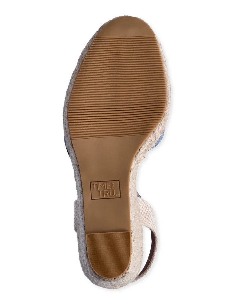 Time and Tru Women's Casual Eyelet Espadrille Wedges with Ankle Strap, Sizes 6-11 | Walmart (US)