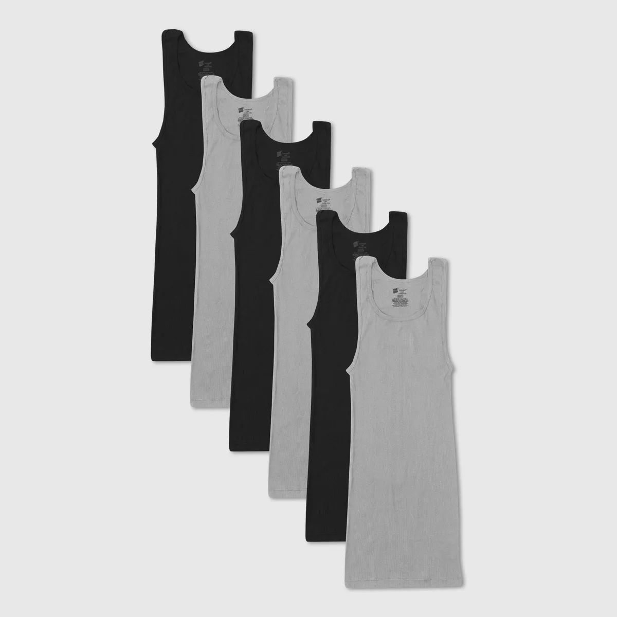 Hanes Men's Ribbed Moisture-Wicking Tank Top Undershirt 6pk - Gray/Black | Target