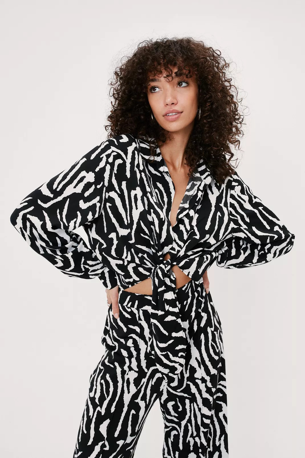 Oversized Zebra Print Long Sleeve Shirt | Nasty Gal (US)