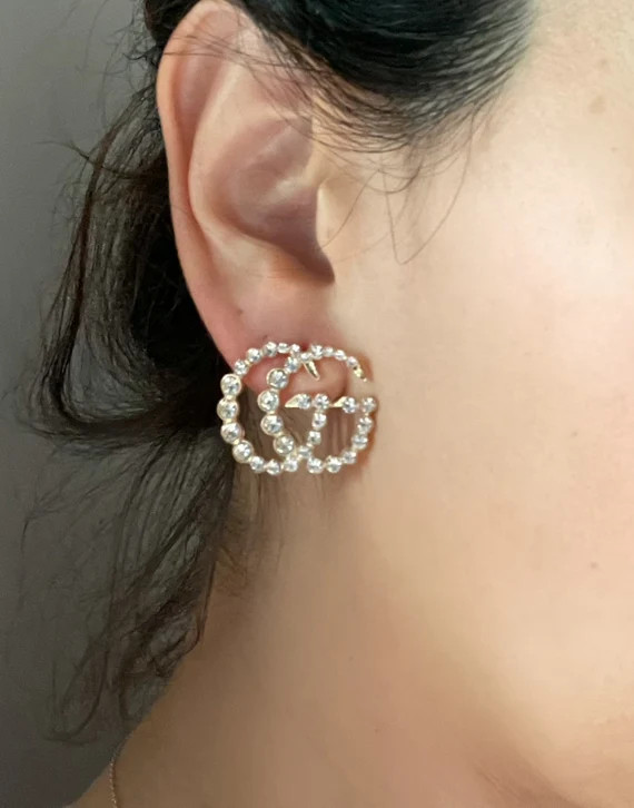 G inspired Rhinestone earrings | Etsy | Etsy (US)