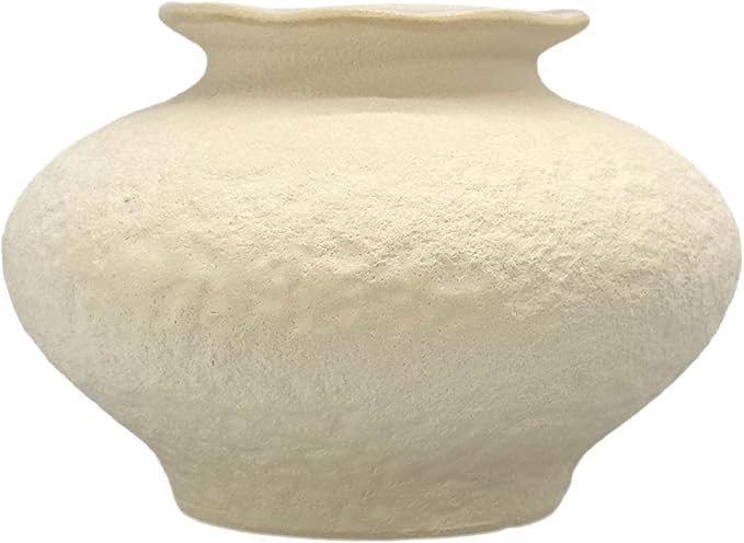 Galt International White Textured Ceramic Flower 9" D x 6.8" H Vase Oval Oblong Shape for Centerp... | Amazon (US)