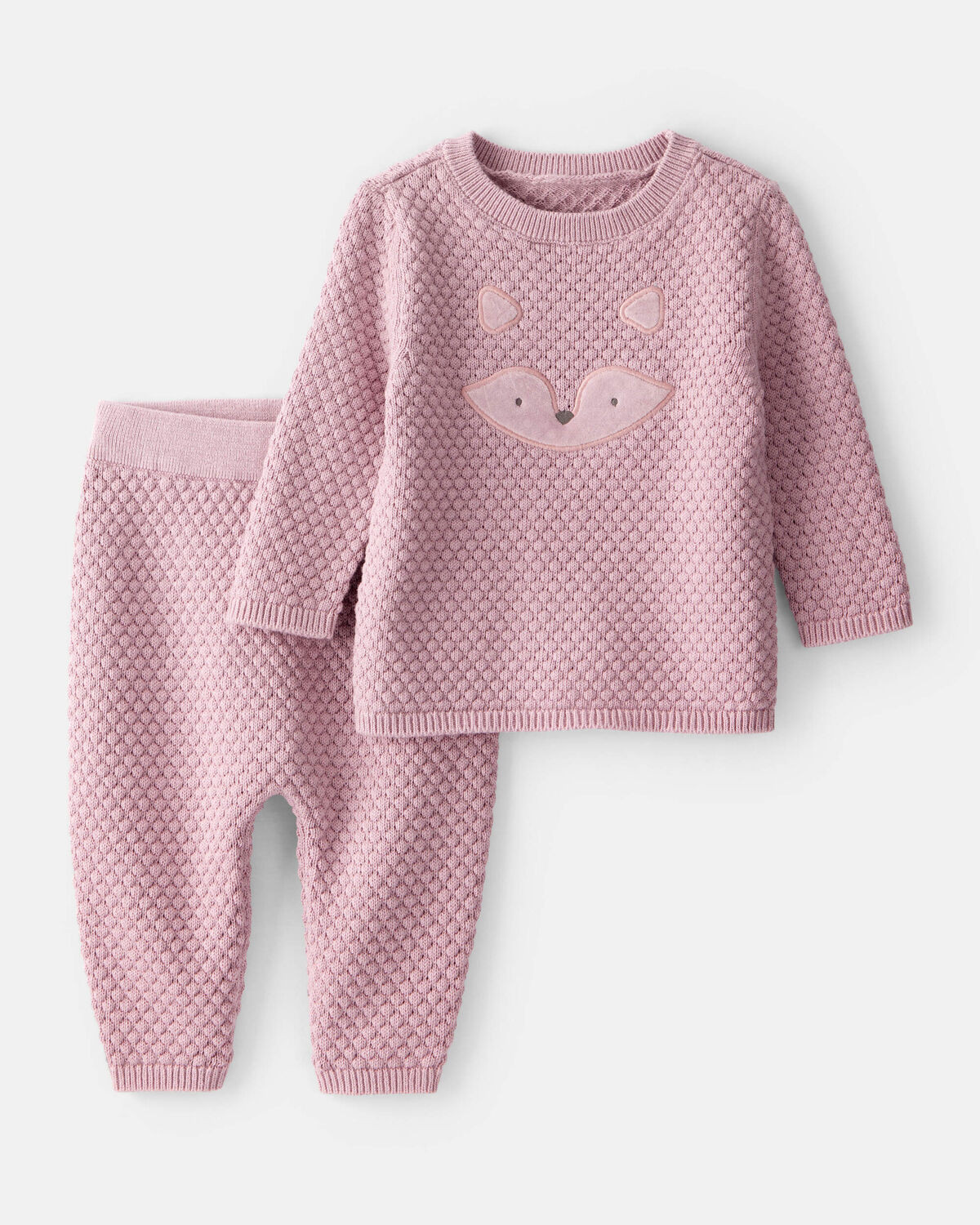 Baby Girl Fox Cotton Long-Sleeve Tee & Pant Set - Pink | Carter's Inc