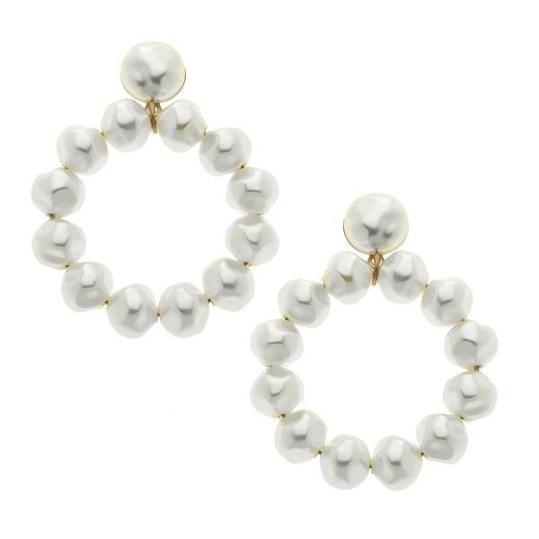 Lillian Baroque Pearl Hoop Earrings in Ivory | CANVAS