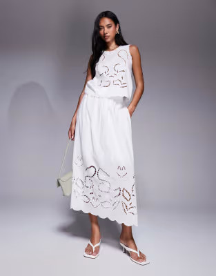 River Island broderie maxi skirt in white co ord | ASOS (Global)