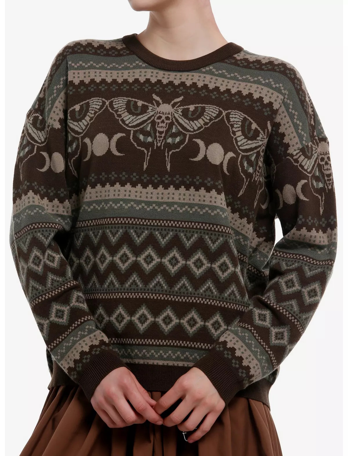 Cosmic Aura Death Moth Grunge Fair Isle Girls Sweater | Hot Topic | Hot Topic