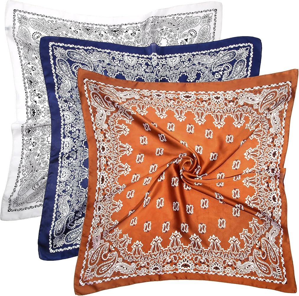 3 Pcs 27.5 Inches Satin Head Scarf Hair Scarf Silk Head Scarf Silk Bandana Silk Hair Wrap Neck Sc... | Amazon (US)