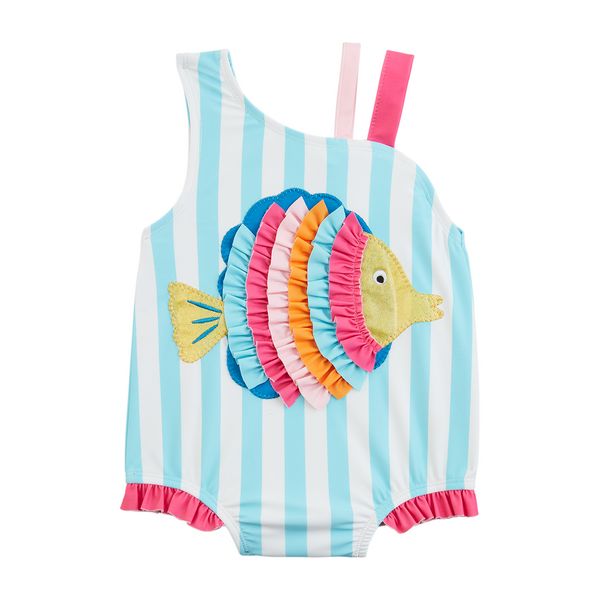 Girls' Glitter Fish Applique Swimsuit | Mud Pie