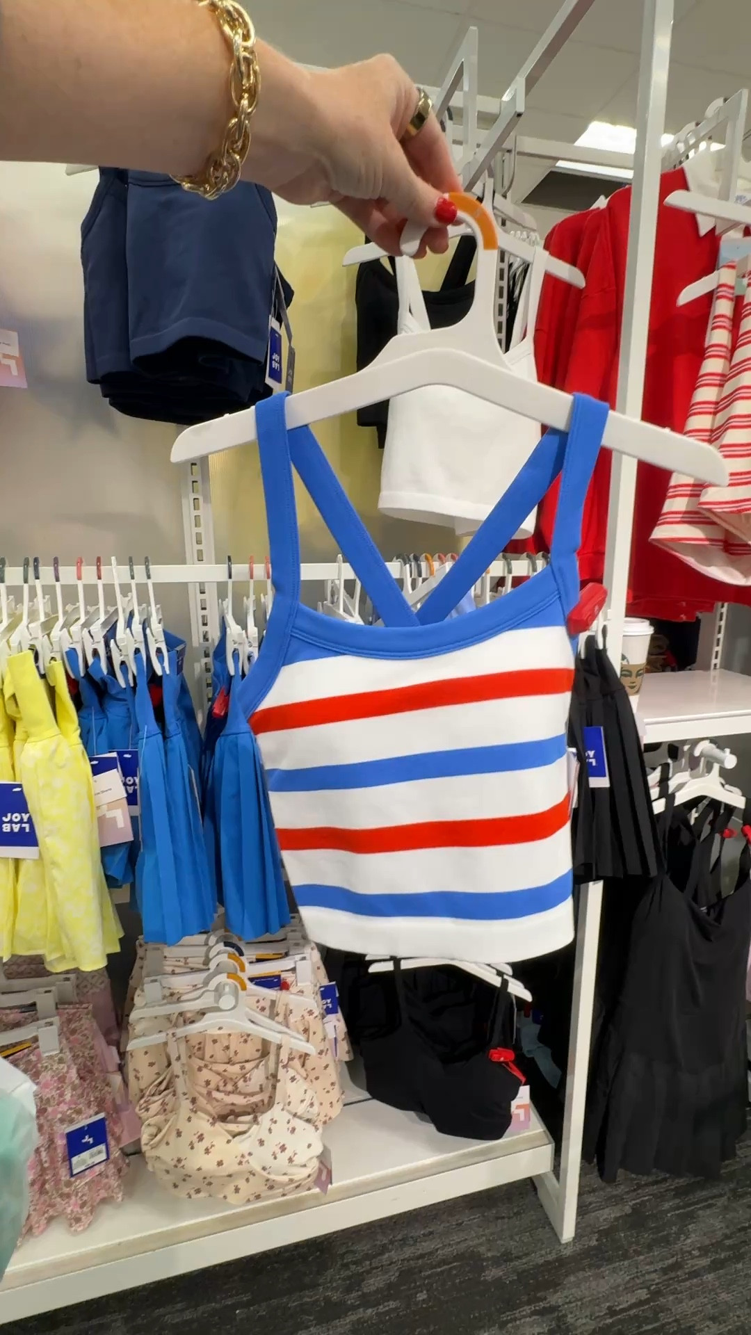 Red white and blue stripe cropped tank with built in bra from Target!