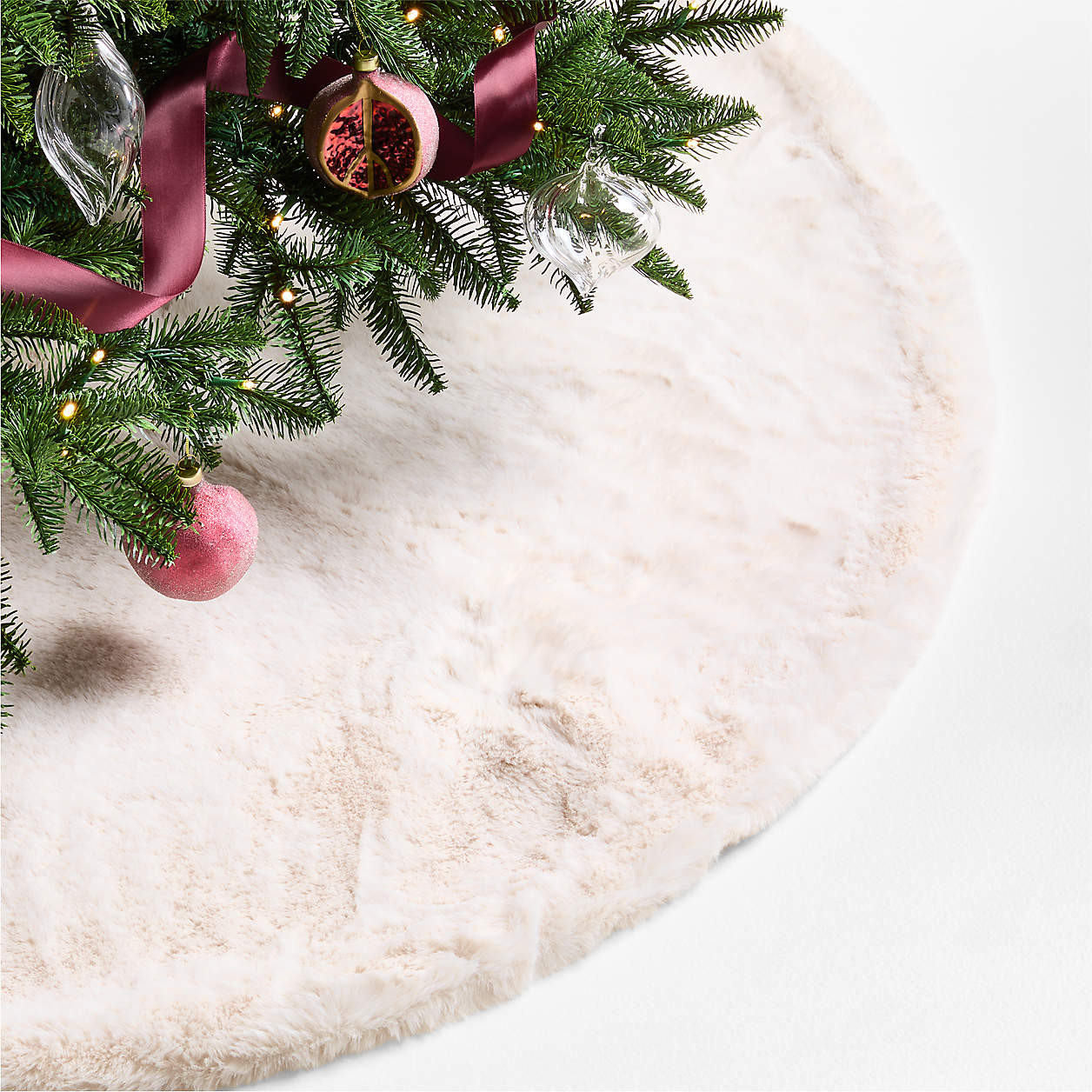 Winter White Faux Fur Christmas Tree Skirt + Reviews | Crate & Barrel | Crate & Barrel