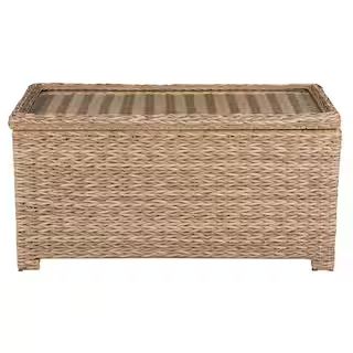 Laguna Point Natural Tan Wicker Outdoor Patio Storage Coffee Table | The Home Depot