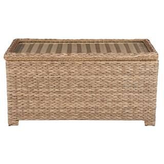 Laguna Point Natural Tan Wicker Outdoor Patio Storage Coffee Table | The Home Depot