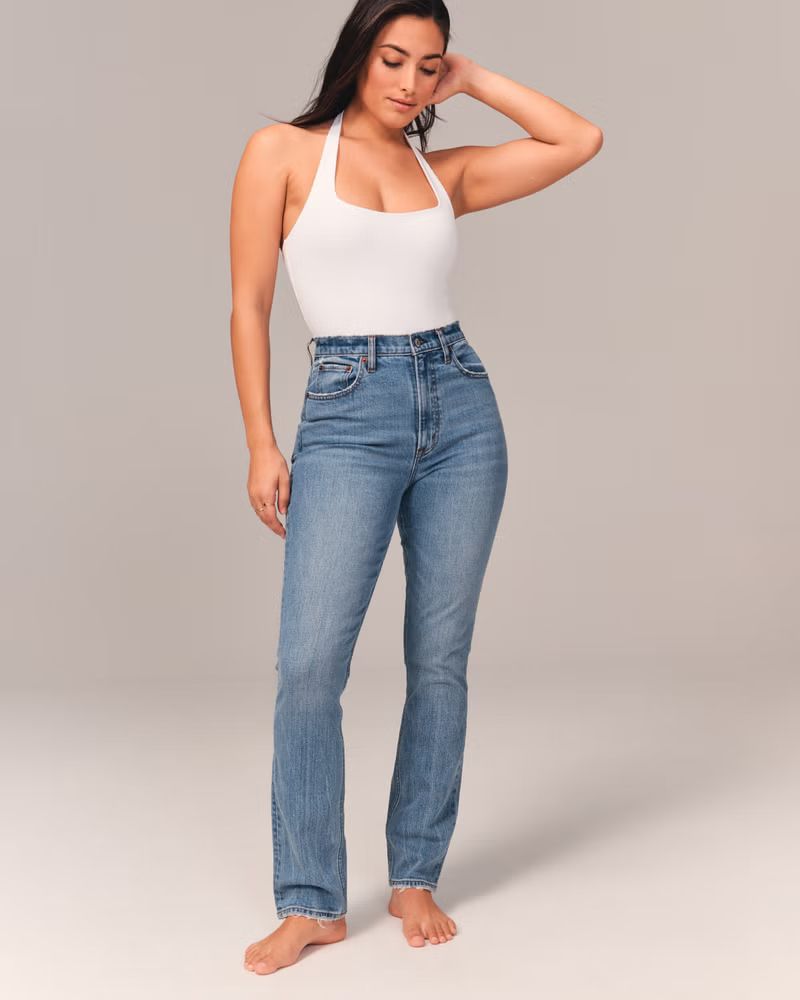 Women's Curve Love Ultra High Rise Slim Straight Jean | Women's Bottoms | Abercrombie.com | Abercrombie & Fitch (US)