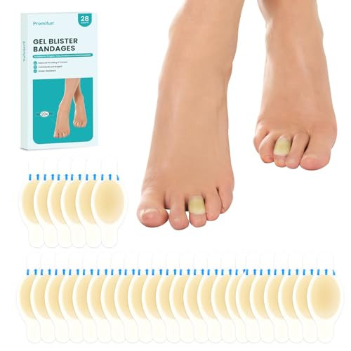 Promifun Blister Bandages Blister Pads - 28 ct Blister Cushions - Water Resistant Hydrocolloid Bandage for Foot, Toe, Heel - Gel Blister Bandages for Prevention & Recovery, Toe Pack | Amazon (US)