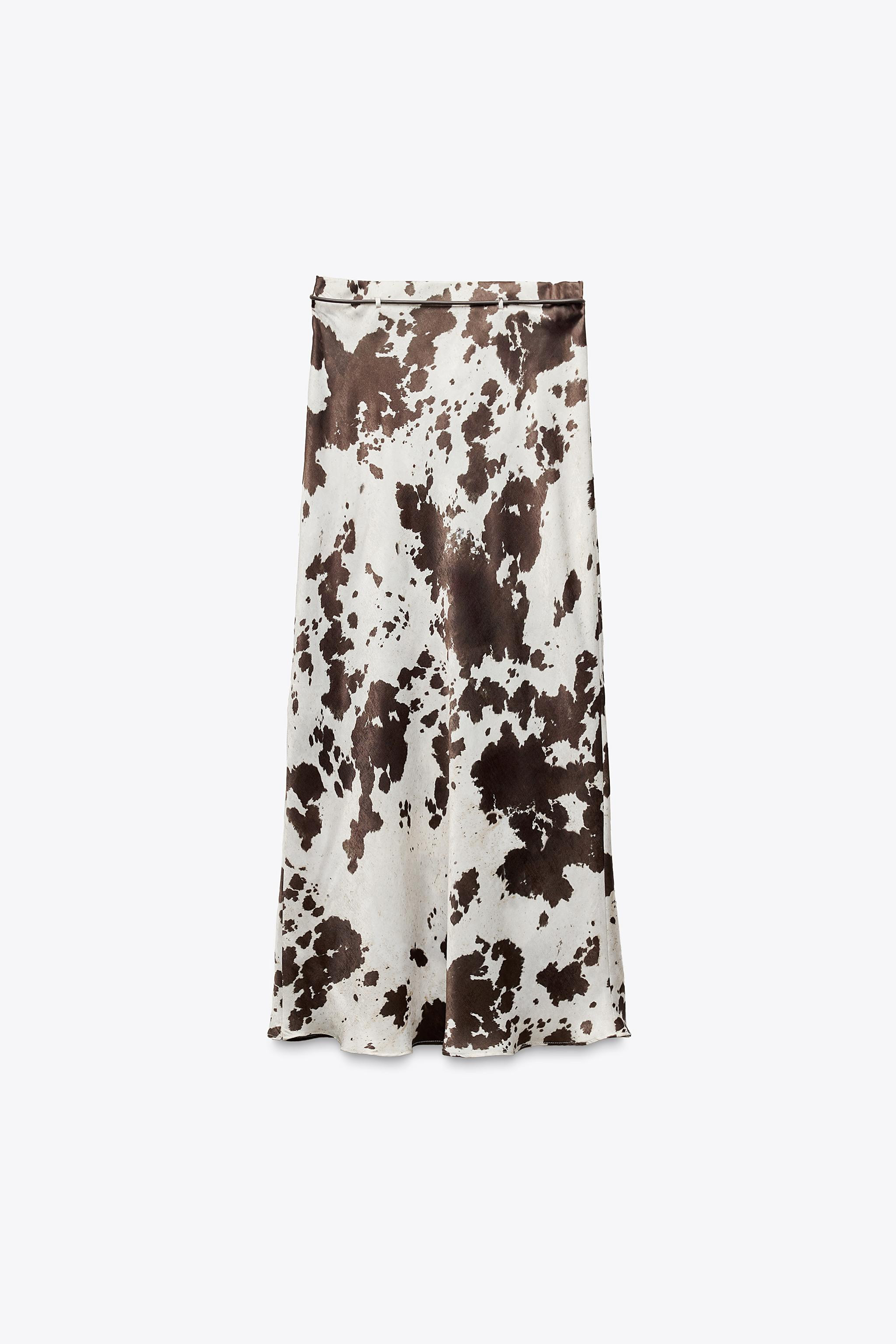 ANIMAL PRINT SATIN EFFECT MIDI SKIRT | Zara US