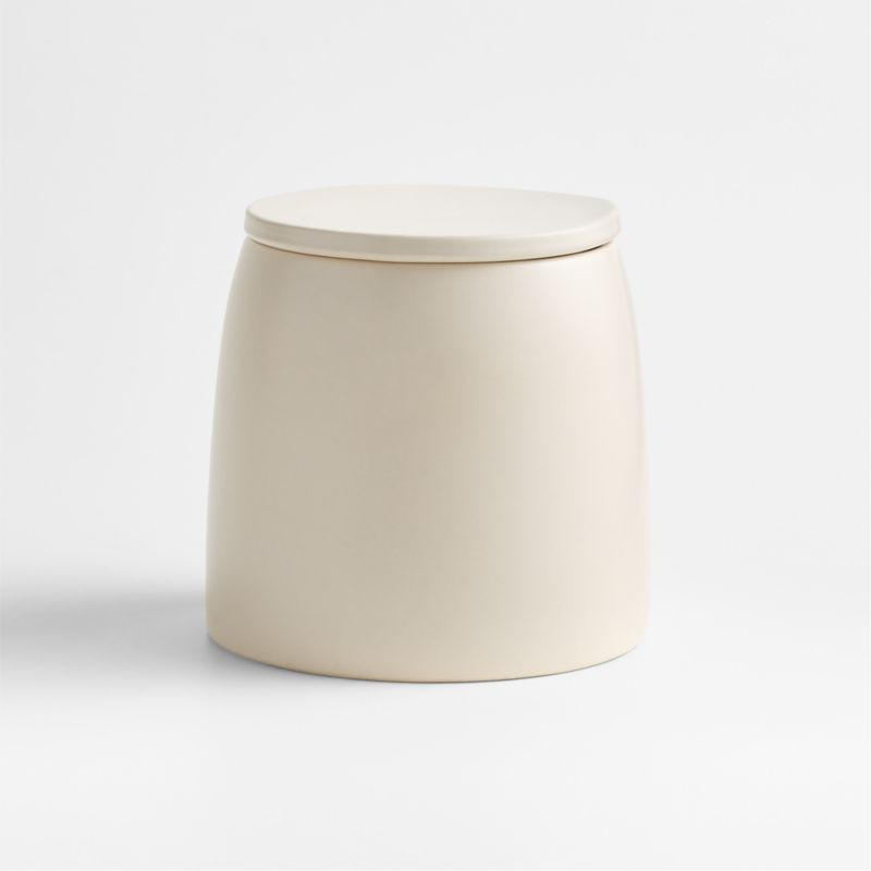 Craft Linen Cream Stoneware 35.75-oz. Small Canister | Crate & Barrel