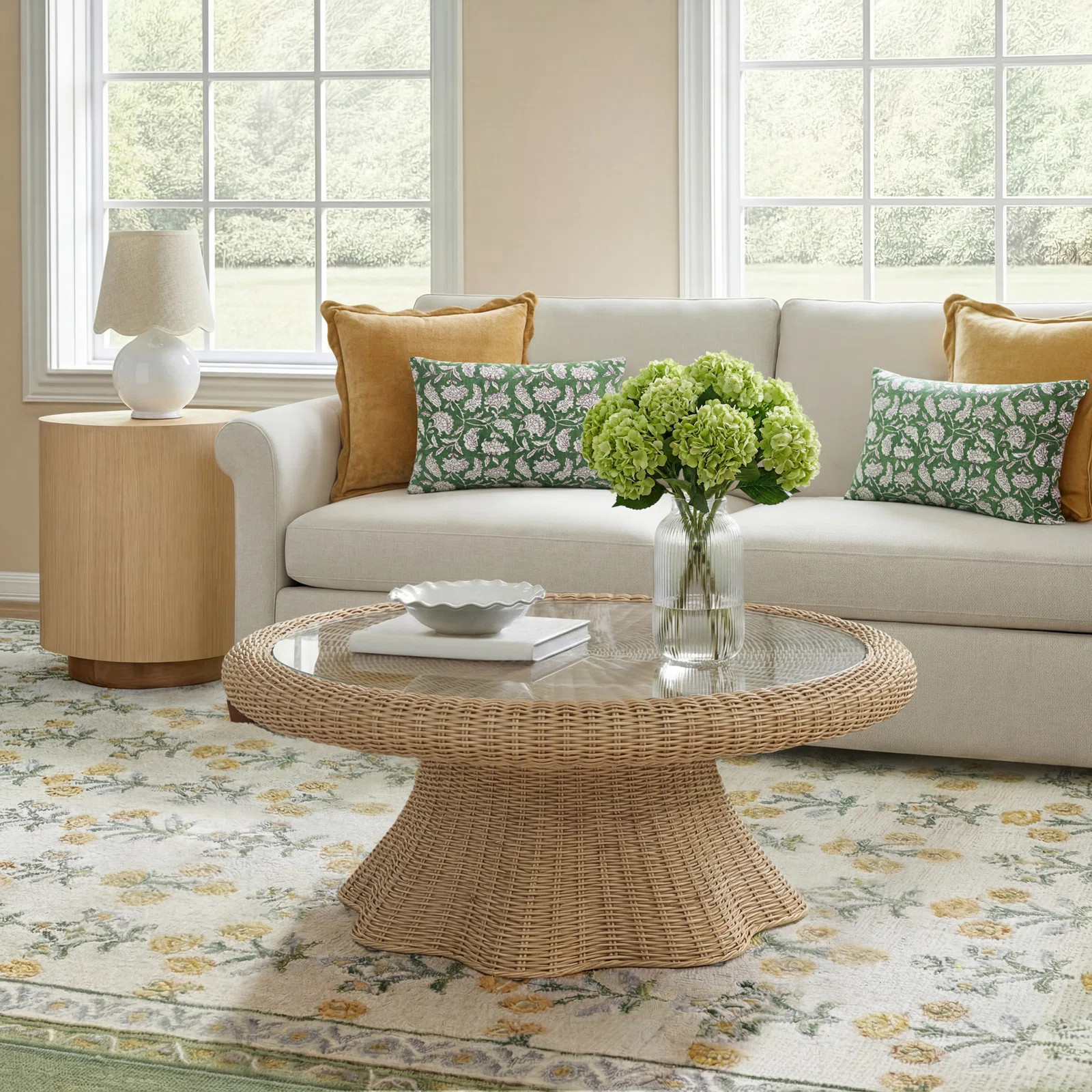 Lacie Scallop Rattan Coffee Table | Birch Lane