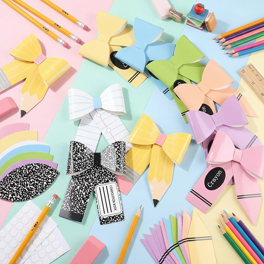 Bow Classroom Decor Paper Bow Bulletin Board Back to School Pastel Classroom Door Decor Pencil Cr... | Amazon (US)
