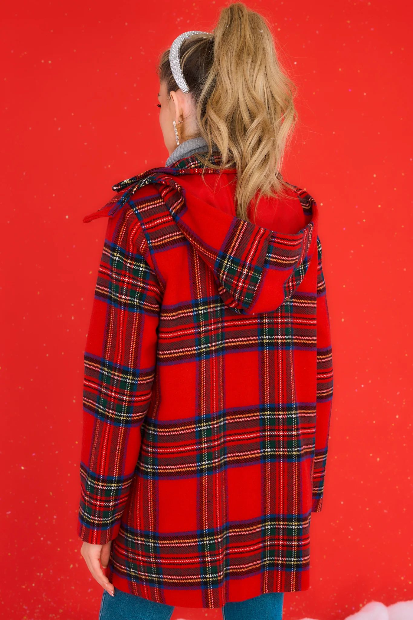 Perfectly In Season Red Plaid Coat | Red Dress 