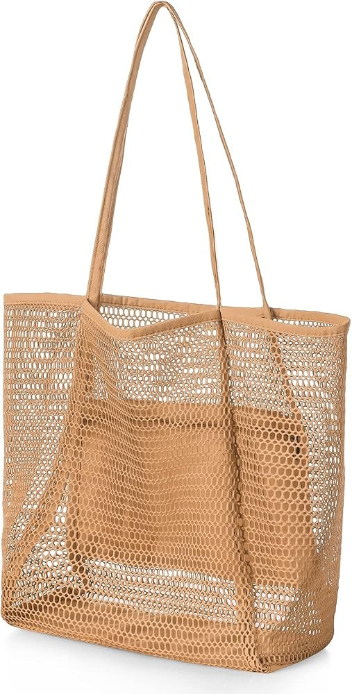 Iioscre Mesh Beach Tote Bag Womens:Large Casual Shoulder Handbag for Beach Pool Swimming Family T... | Amazon (US)