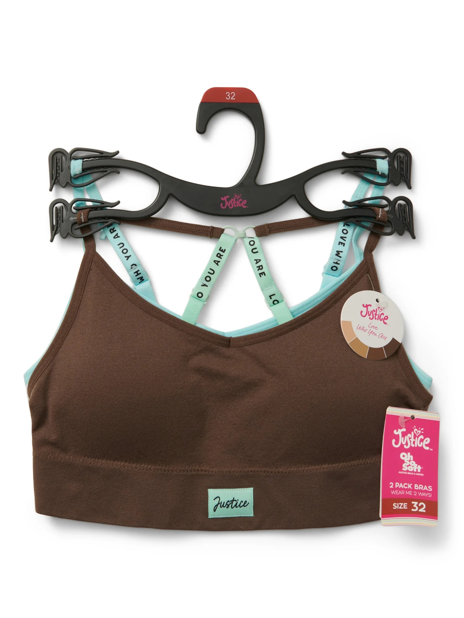 Justice Girls "Shades Collection" Convertible Back Bra, 2-Pack, Sizes 28-38 - Walmart.com | Walmart (US)