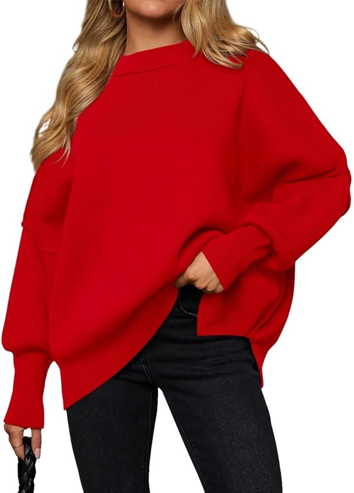 INFITTY Womens Sweaters Oversized Batwing Sweater Long Sleeve Pullover Ribbed Knitted Casual Tops... | Amazon (CA)