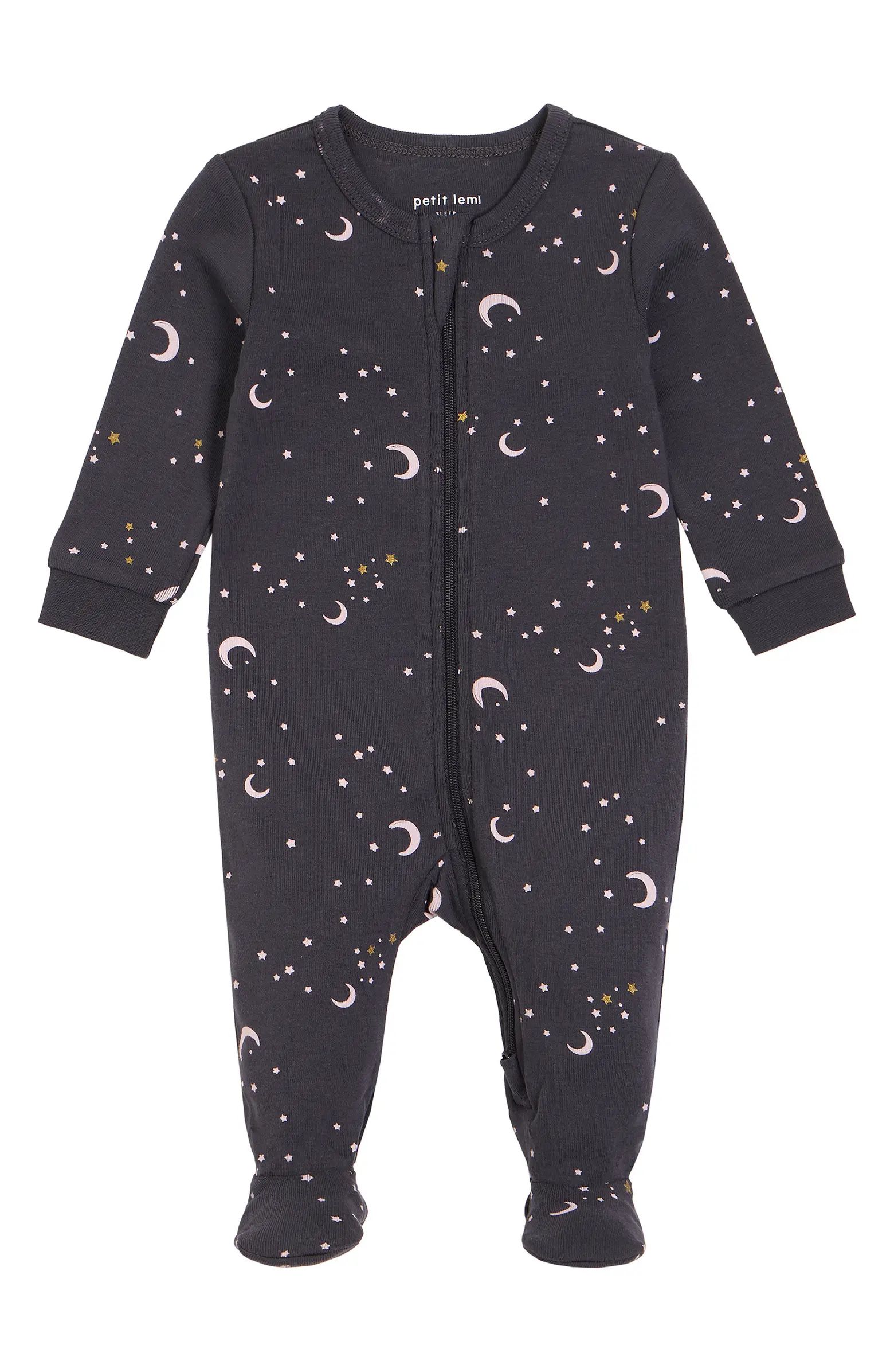 Petit Lem Moon & Stars Print Organic Cotton Footie | Nordstrom | Nordstrom