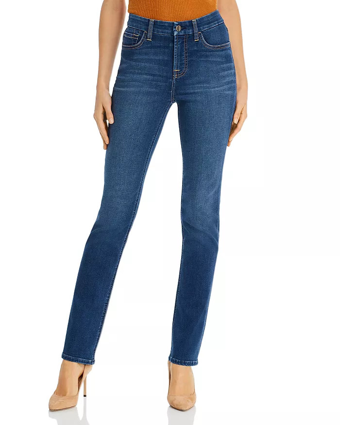High Rise Slim Straight Jeans in Classic Medium Blue | Bloomingdale's (US)
