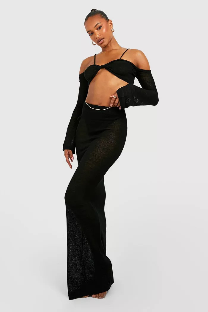 Tall Knitted Crop Top And Maxi Skirt | Boohoo.com (US & CA)