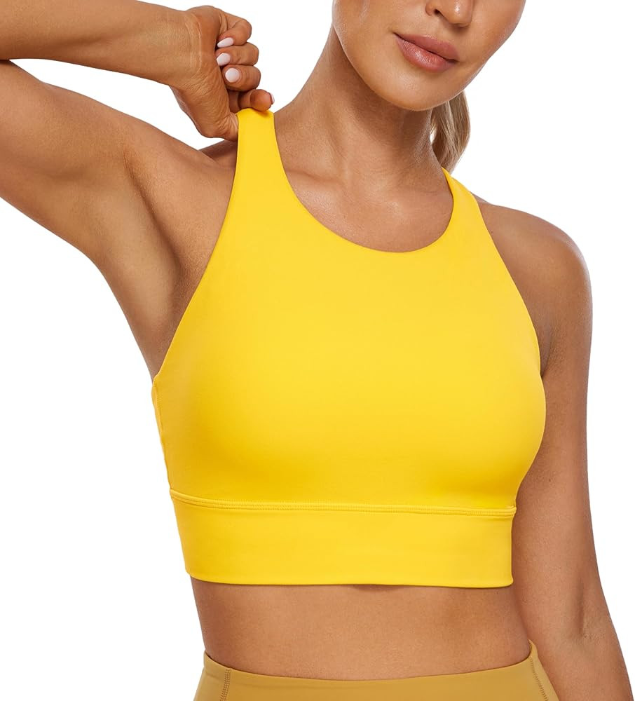 CRZ YOGA Womens Butterluxe Strappy High Neck Longline Sports Bra - Padded Criss Cross Back Workou... | Amazon (US)