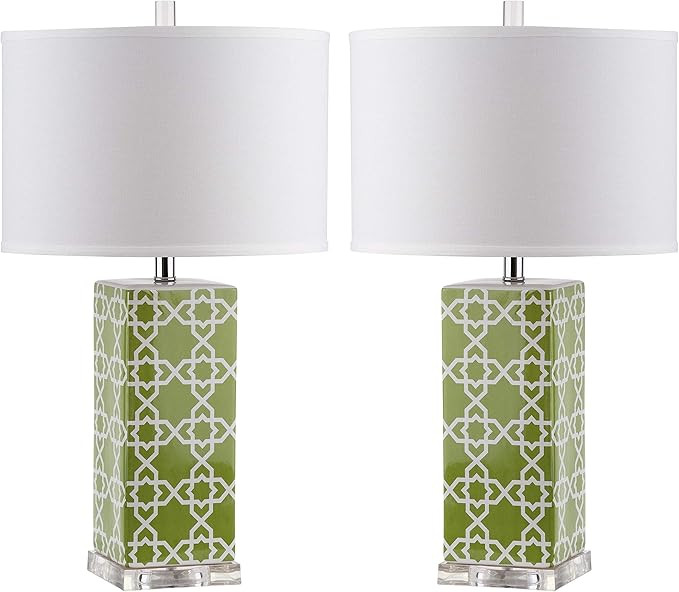 SAFAVIEH Lighting Collection Quatrefoil Modern Contemporary Green 27-inch Bedroom Living Room Hom... | Amazon (US)