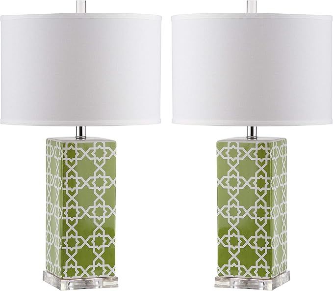 SAFAVIEH Lighting Collection Quatrefoil Modern Contemporary Green 27-inch Bedroom Living Room Hom... | Amazon (US)