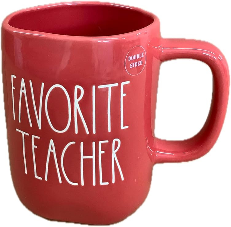 Rae Dunn Coffee Tea Ceramic Mug, Favorite Teacher (Red) | Amazon (US)