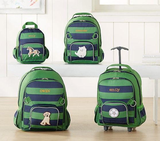 Fairfax Green/Navy Stripe Backpacks | Pottery Barn Kids