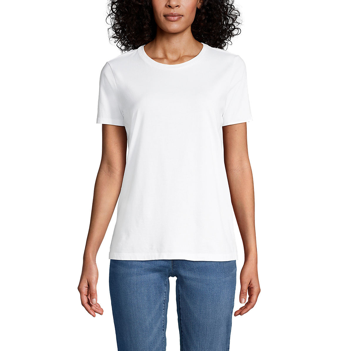 Women's Petite Relaxed Supima Cotton Crew Neck T-Shirt | Lands' End (US)