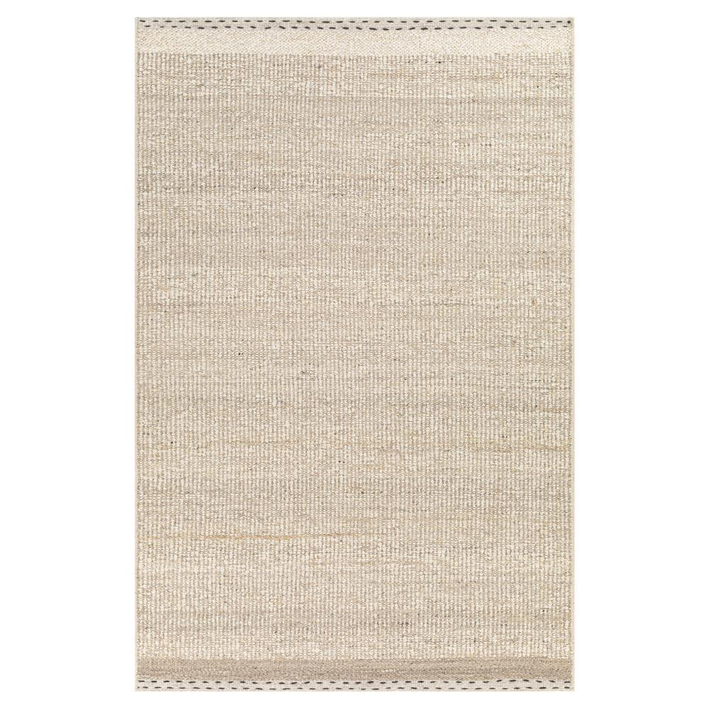 Shiloh Coastal Beach Beige Wool Striated Rug - 5'x7'6" | Kathy Kuo Home