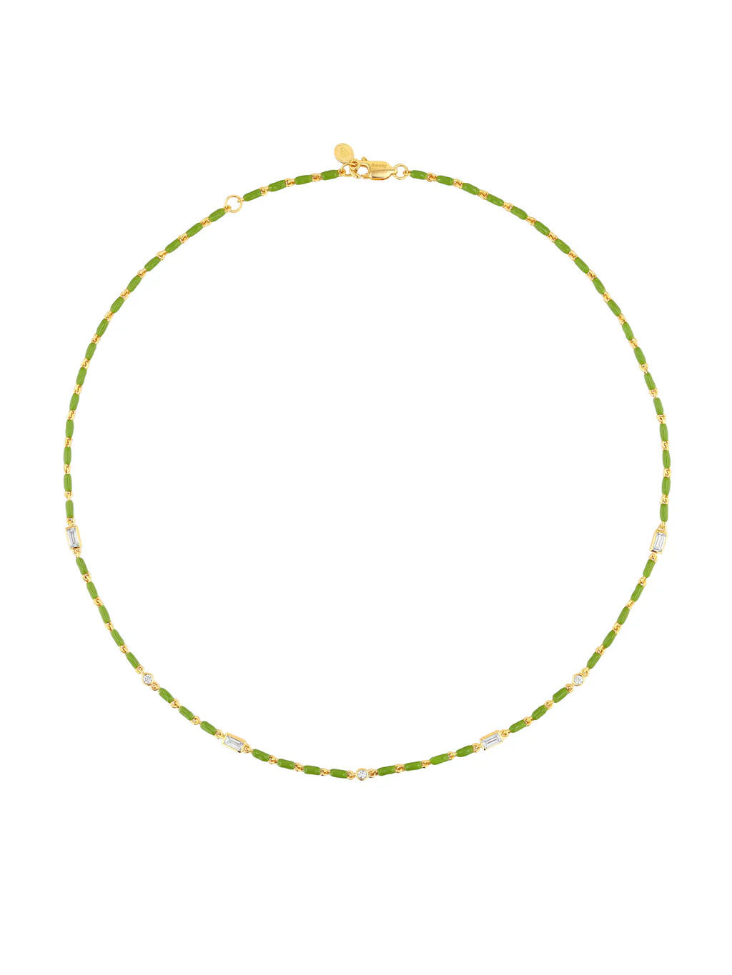 ENAMEL MOISSANITE NECKLACE IN OLIVE | Dorsey