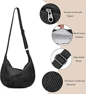FITDON Corduroy Crescent Crossbody Bag for Women Men, Small Sling Hobos Dumpling Bag Crescent Pur... | Amazon (US)